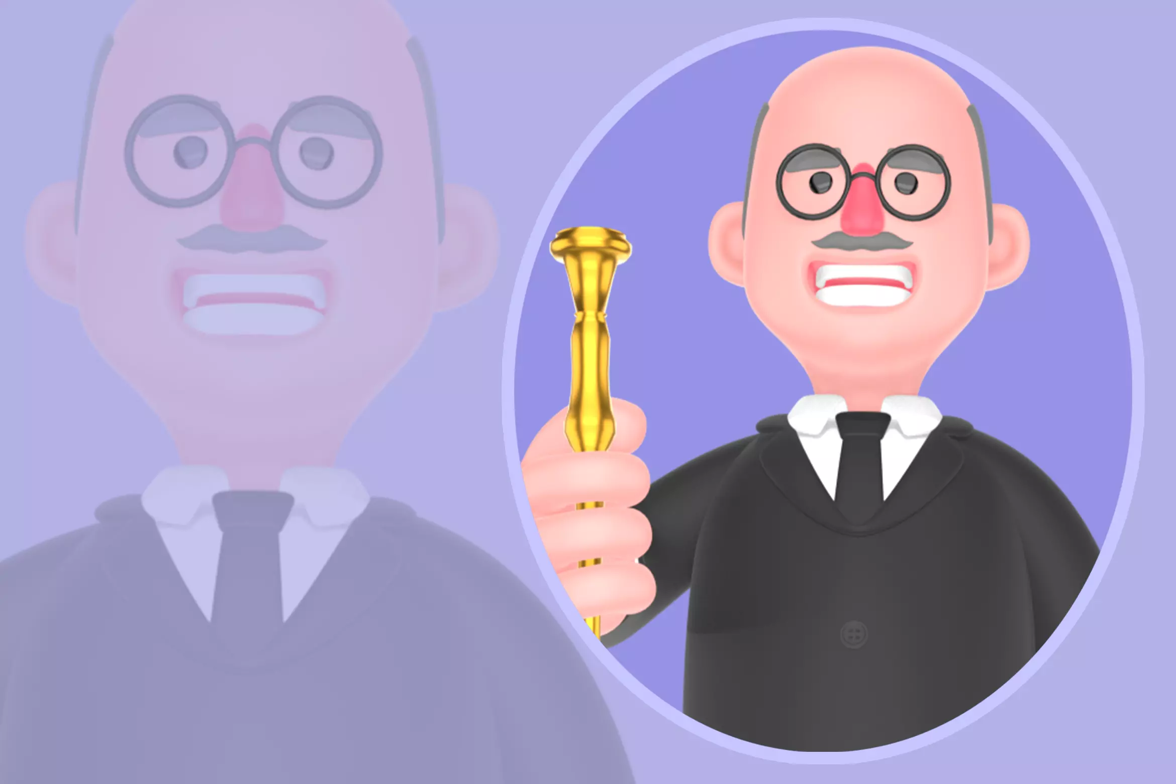 Stylized 3D Male Judge Walking with Scales - Cartoon Justice 3D model