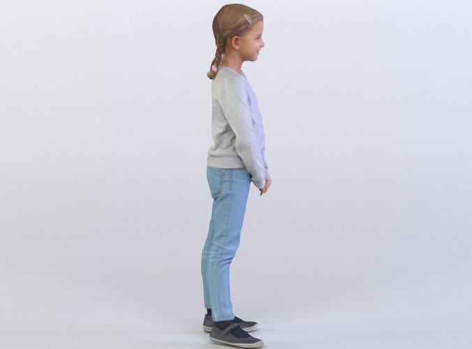 Little Girl Zoey 001 with grey sweater and blue jeans