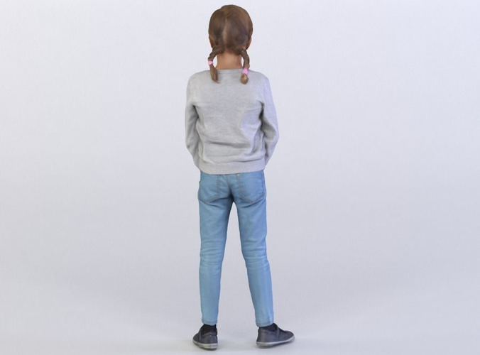 Little Girl Zoey 001 with grey sweater and blue jeans