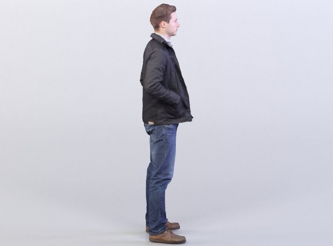 Aaron 004 standing man with blue jeans and black jacket