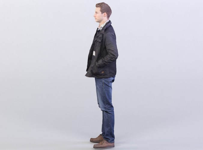 Aaron 004 standing man with blue jeans and black jacket