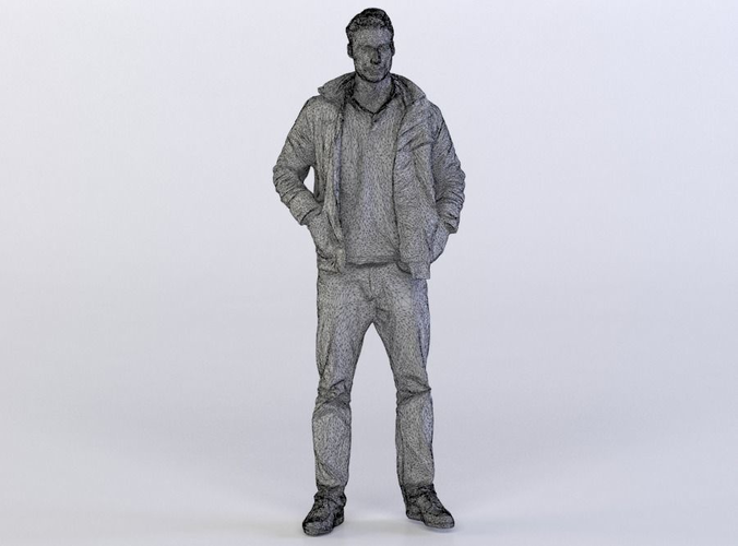 Aaron 004 standing man with blue jeans and black jacket