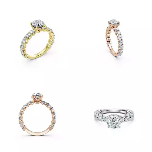 Luxury Scalloped Pave Solitaire Diamond Ring CAD 3DM 3D print model