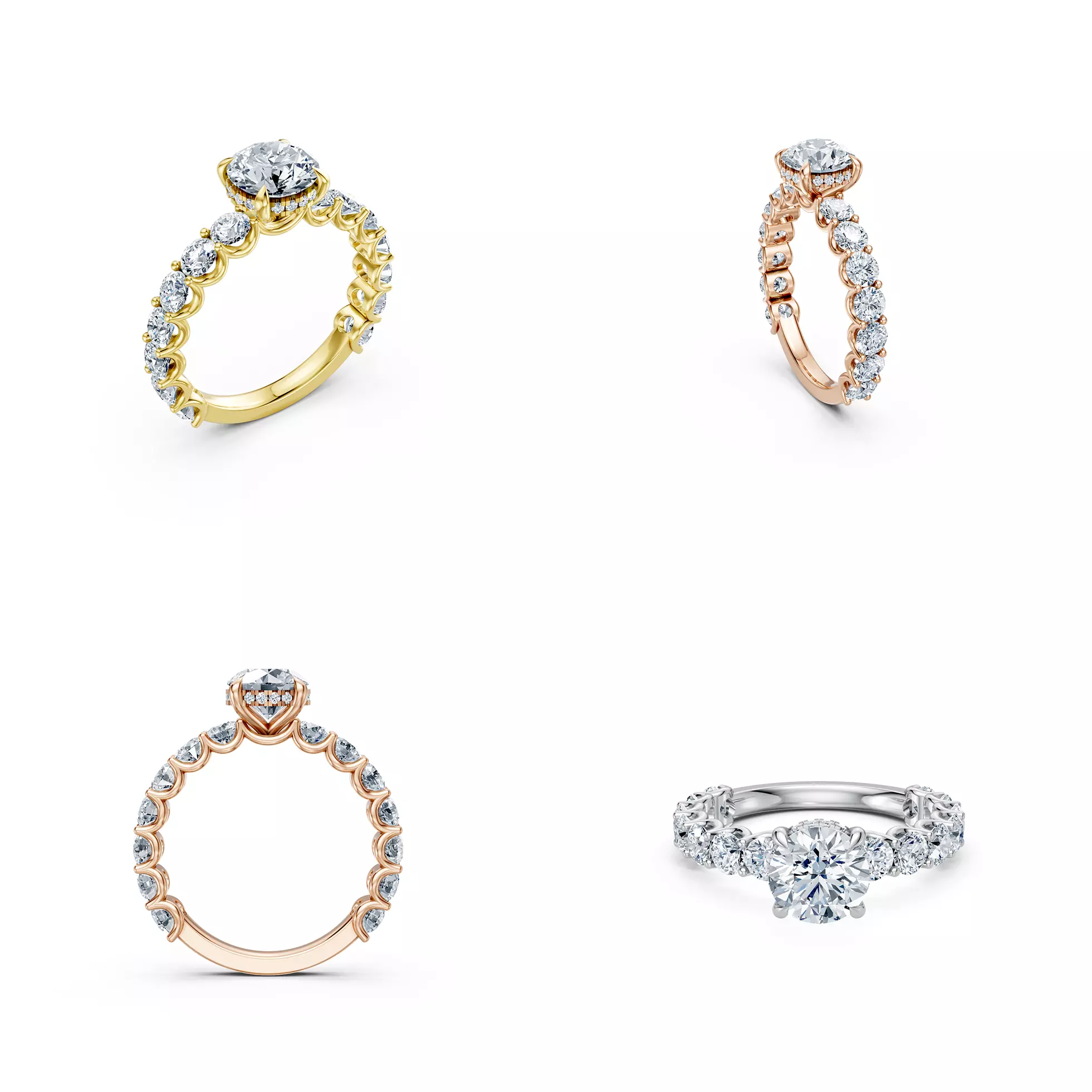 Luxury Scalloped Pave Solitaire Diamond Ring CAD 3DM 3D print model