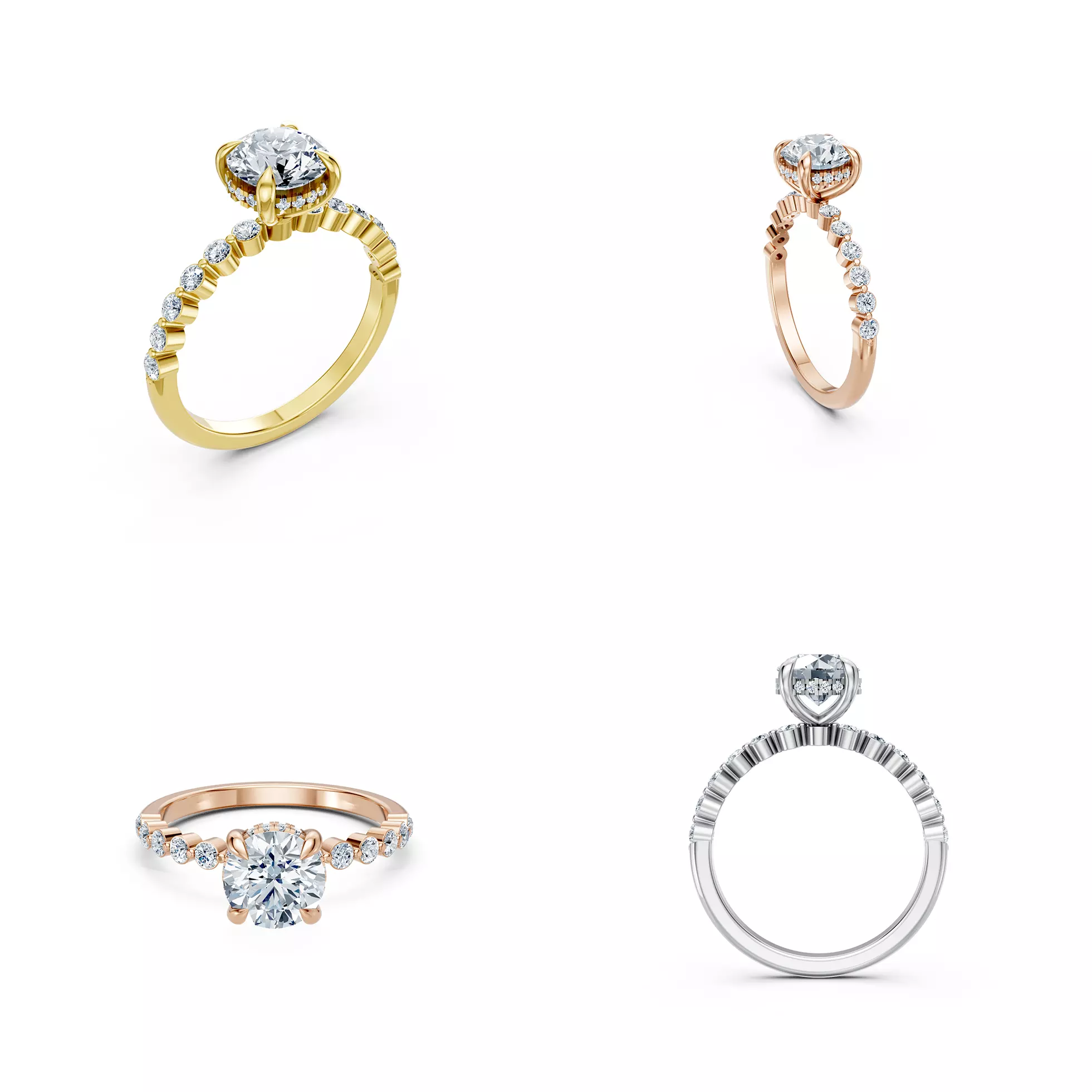 Luxury Pave Solitaire Diamond Ring CAD Design 3DM File 3D print model