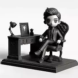 Office Man on Chair with Table 3D Model