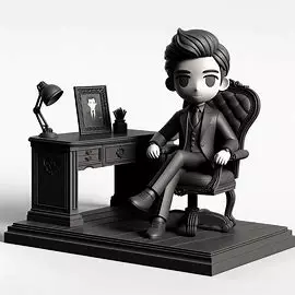 Office Man on Chair with Table 3D Model 3D print model