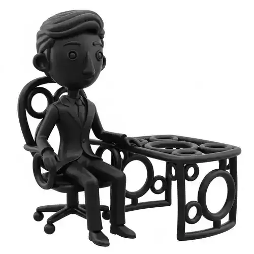 Business Office Man 3D Model at Desk