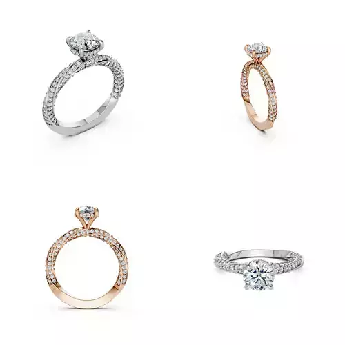 Luxury Double Row Pave Solitaire Ring CAD Model 3DM 3D print model