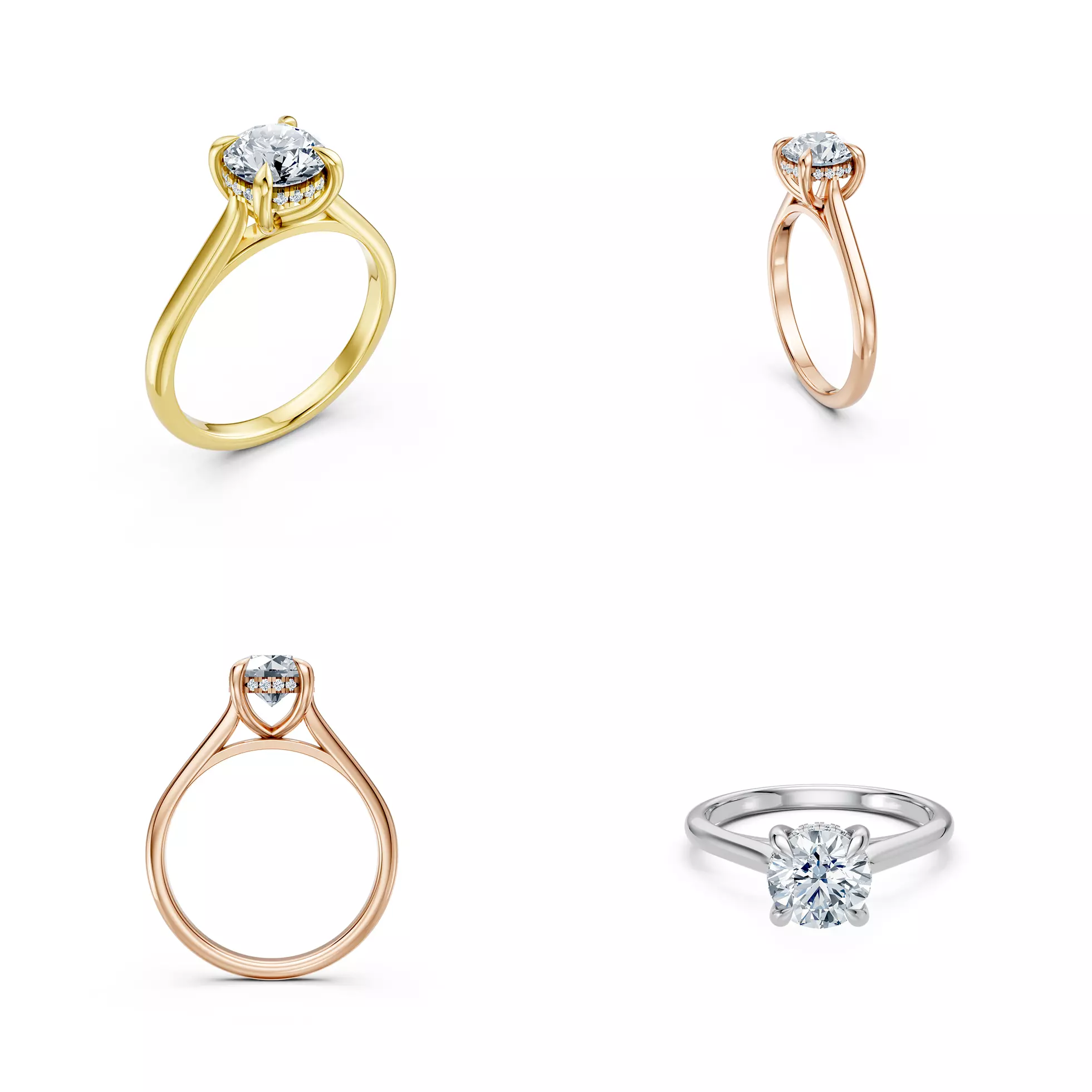 Luxury Halo Solitaire Ring CAD Design Editable 3DM File 3D print model