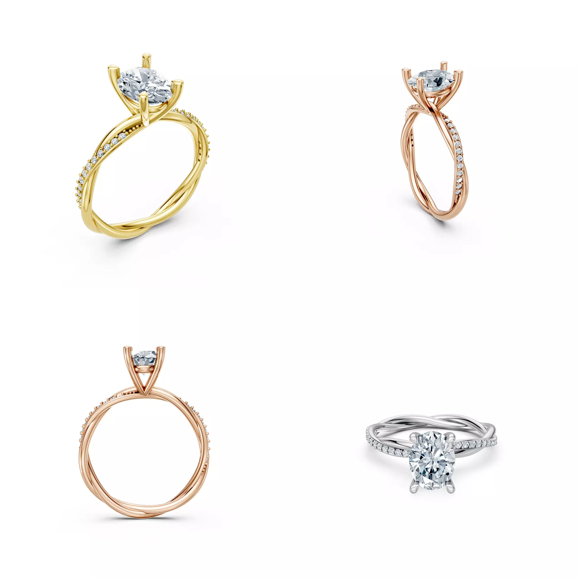 Elegant Twisted Solitaire Ring CAD Design Editable 3DM File 3D print model