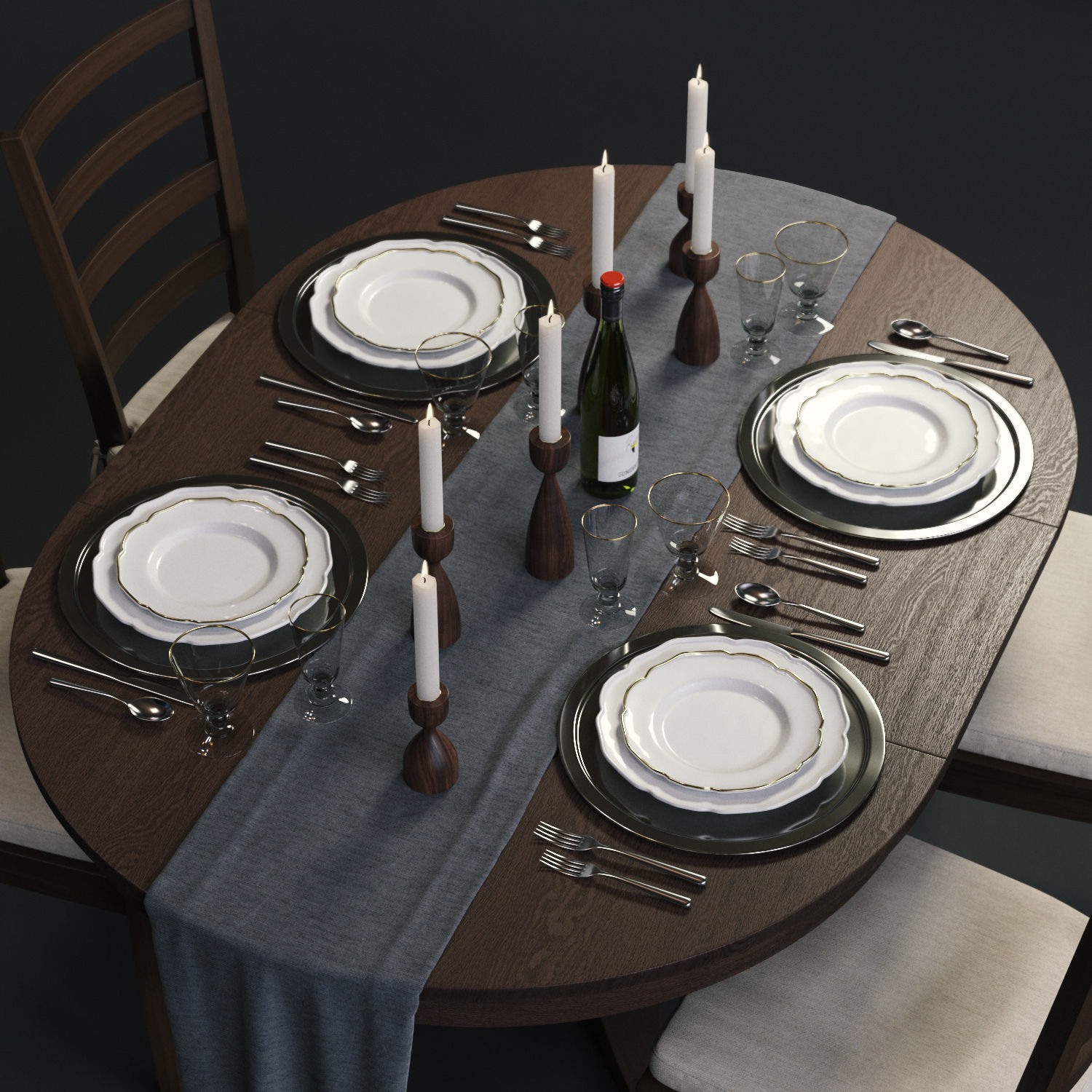 Harper Chair and Avalon Table  3D model_5