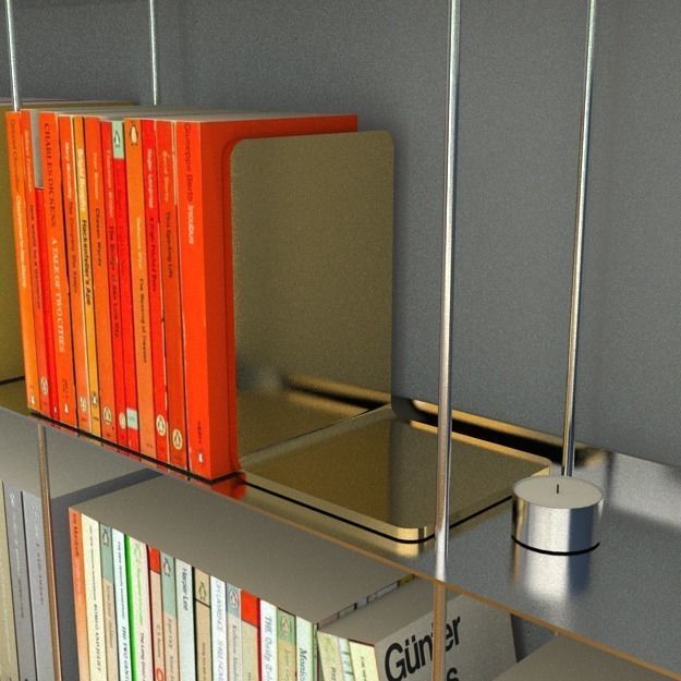 gold bookends Low-poly 3D model_0