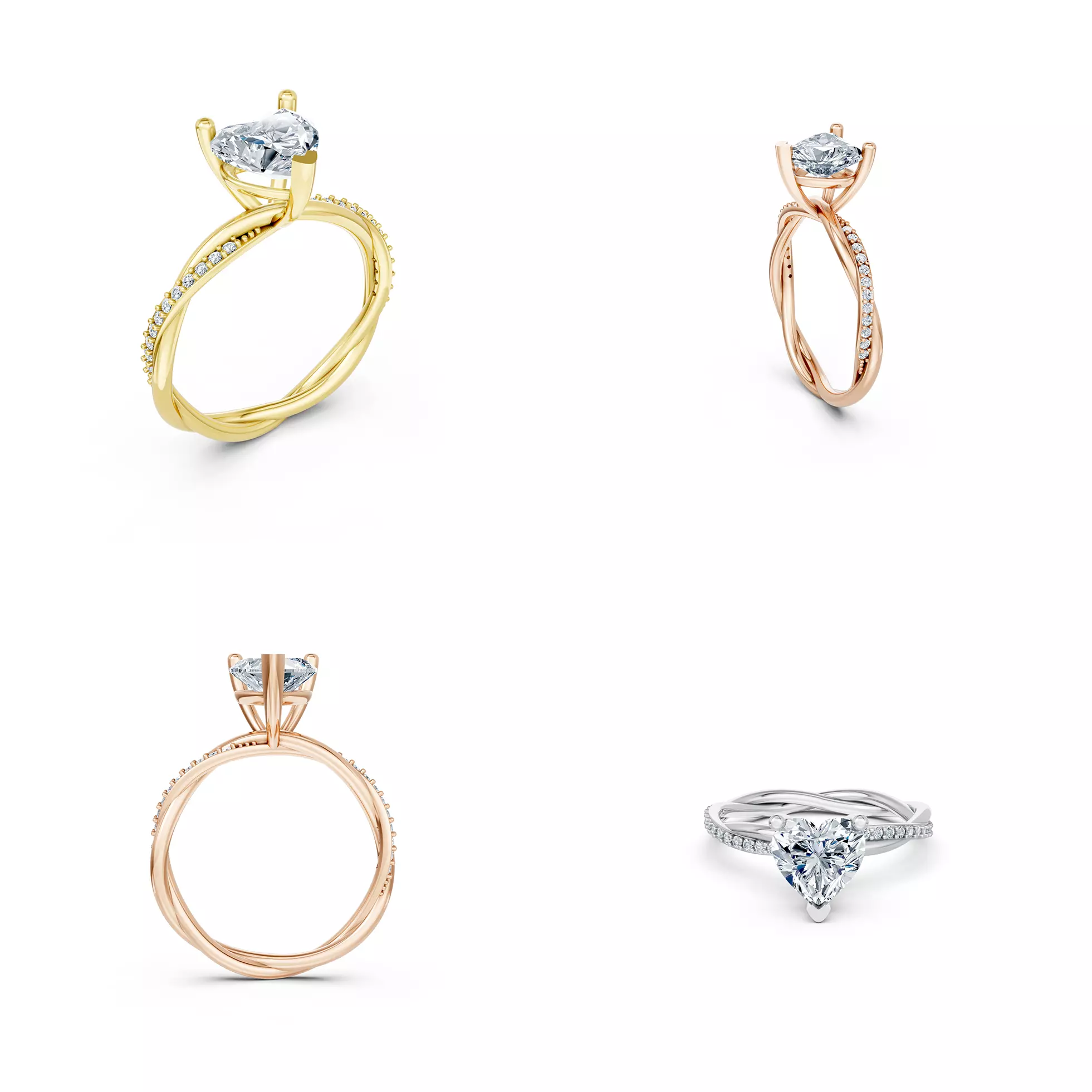 Twisted Band Pear Diamond Solitaire Ring CAD Model 3DM File 3D print model
