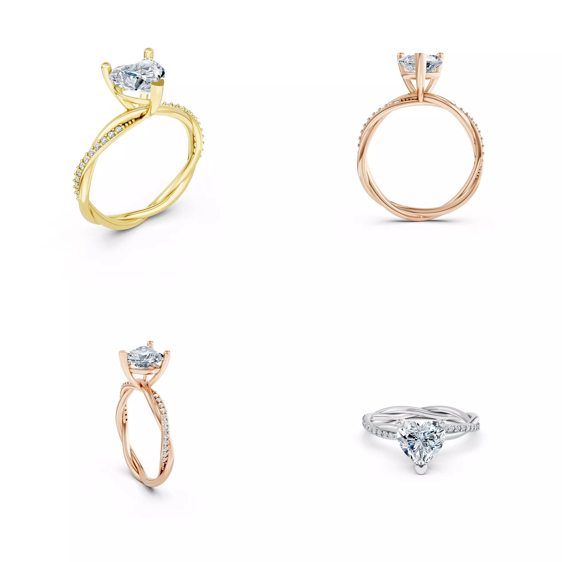 Twisted Band Pear Diamond Solitaire Ring CAD Jewellery 3DM 3D print model