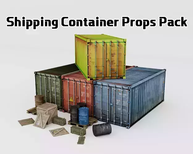 Transport container prop kit PBR industrial container Low-poly 3D model