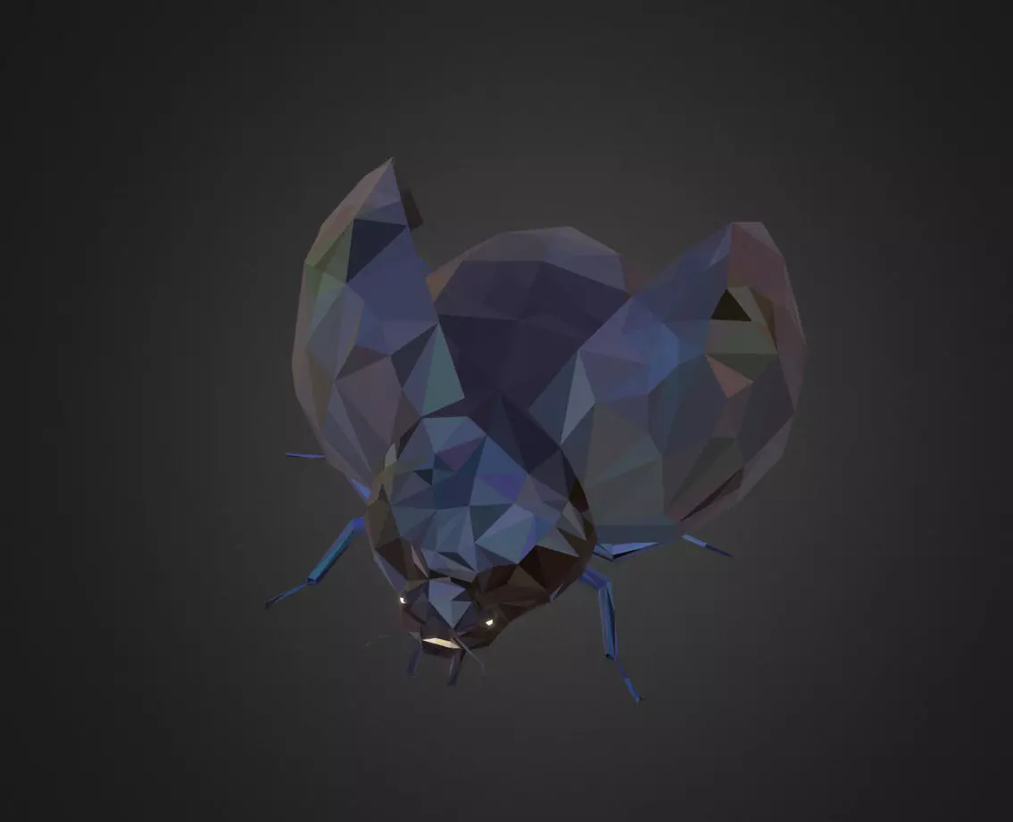 Bug Ladybug Black Low Polygon Art Insect Low-poly 3D model_0
