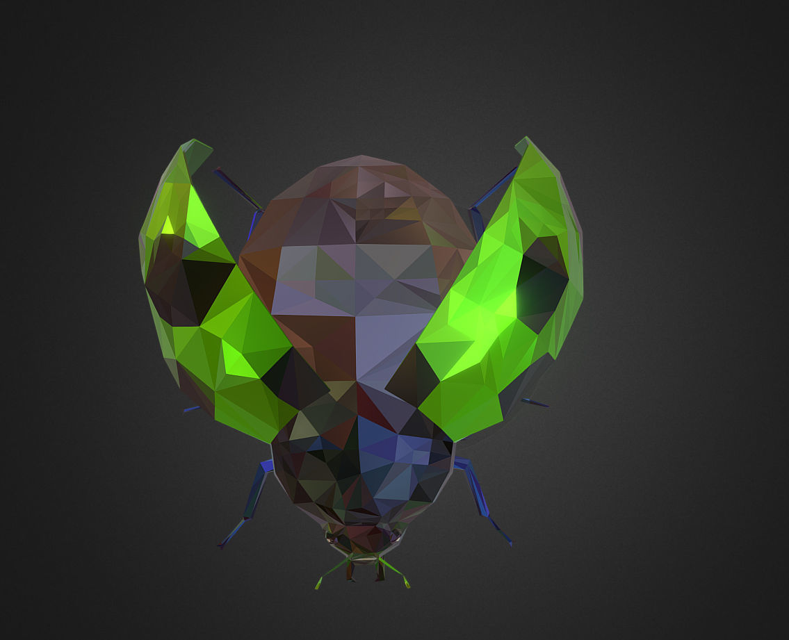 Green Bug Ladybug Low Polygon Art Insect Low-poly 3D model_1