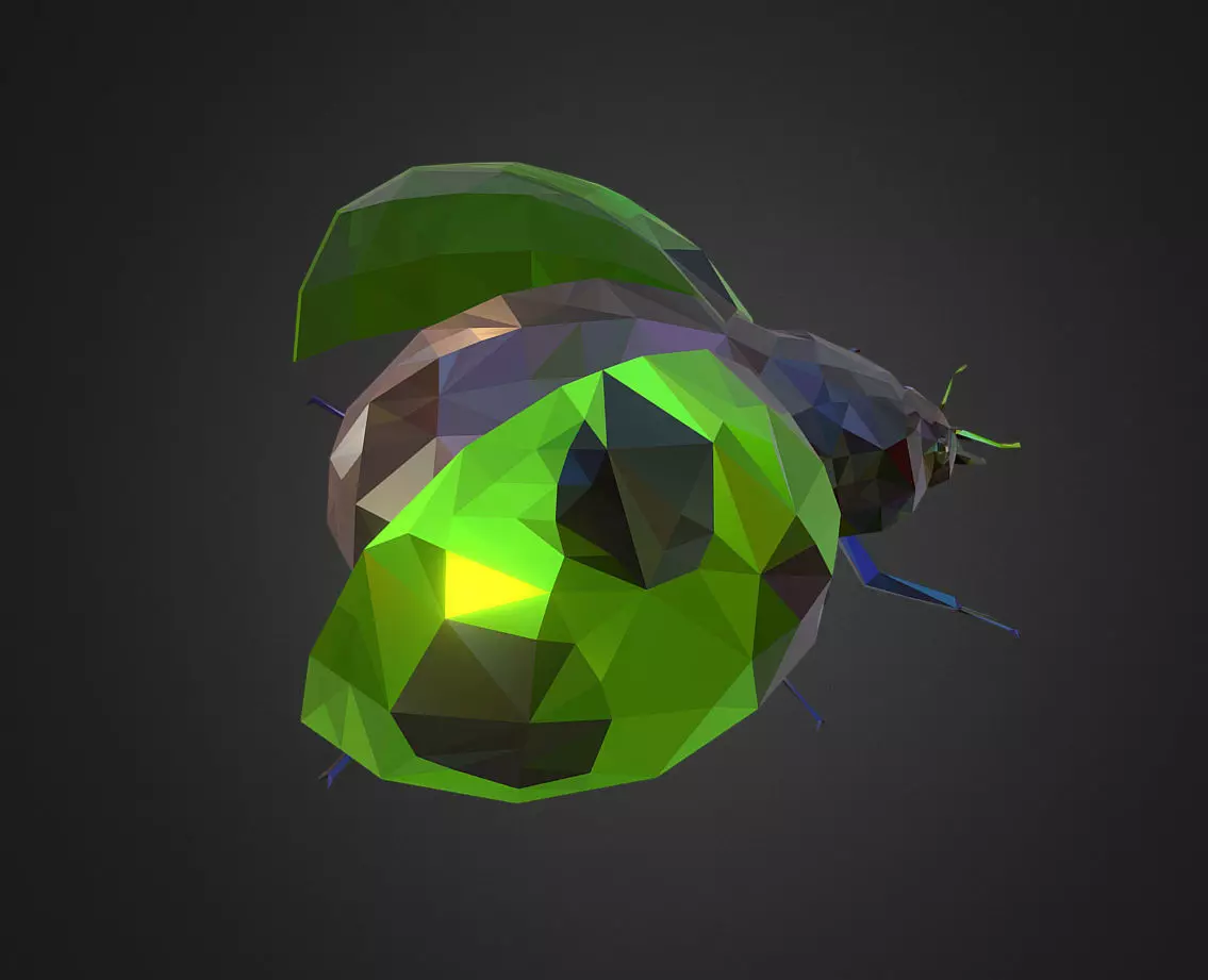 Green Bug Ladybug Low Polygon Art Insect Low-poly 3D model_0