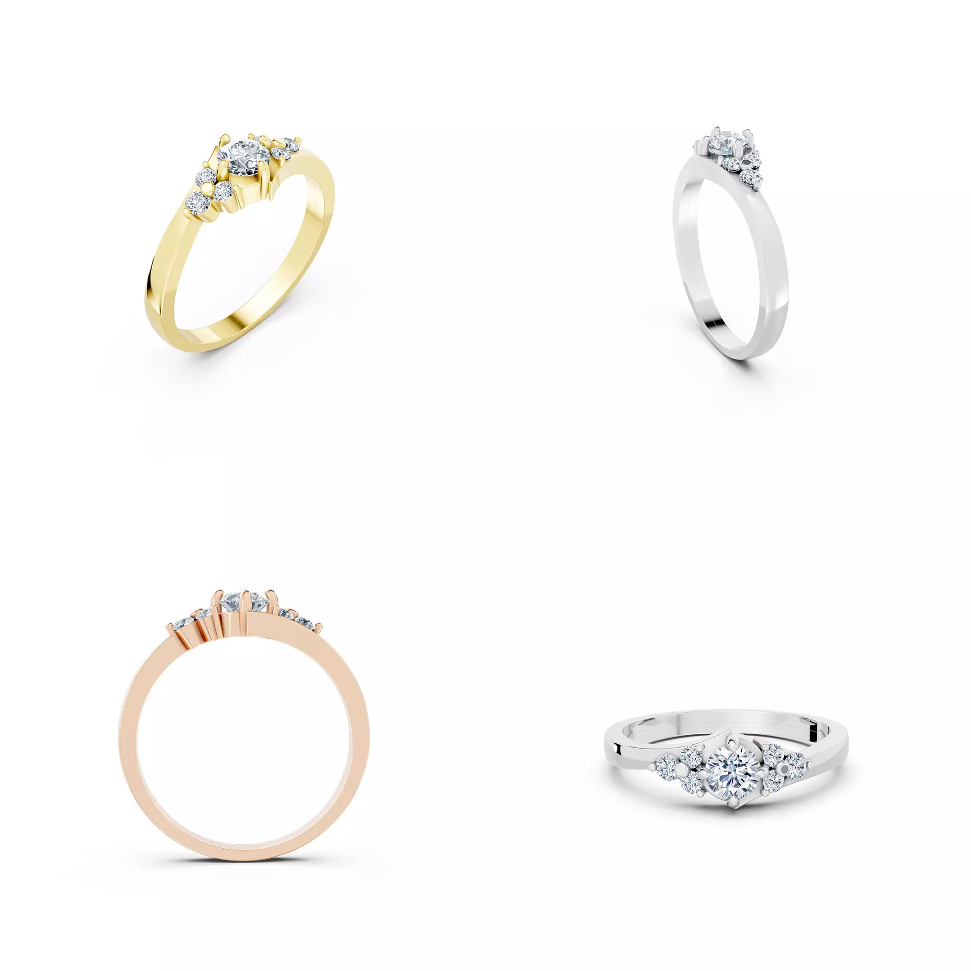Elegant Diamond Cluster Ring CAD Model Jewellery Design 3DM 3D print model
