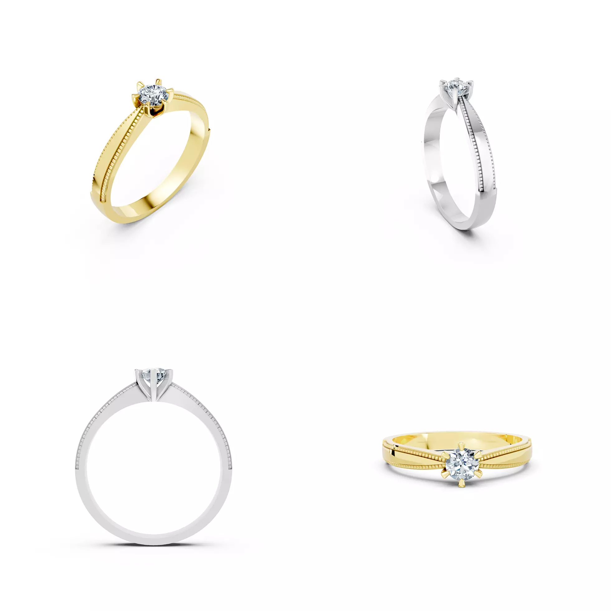 Minimal Solitaire Diamond Ring CAD Model Jewellery Design 3DM 3D print model