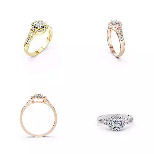 Luxury Double Halo Diamond Engagement Ring CAD Model 3DM 3D print model