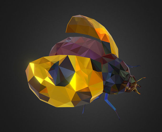 Bug Ladybug Yellow Low Polygon Art Insect Low-poly 3D model