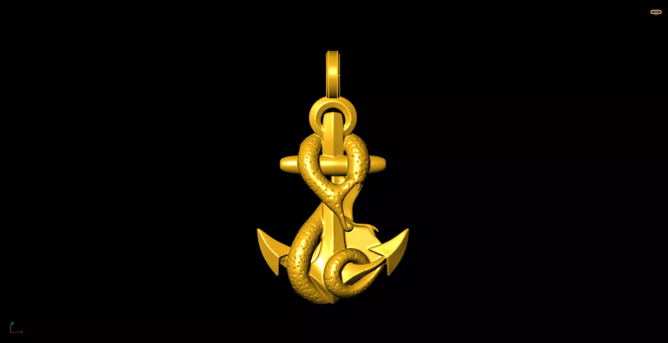 Anchor snake pendant charms - one inch pendant 3D print model