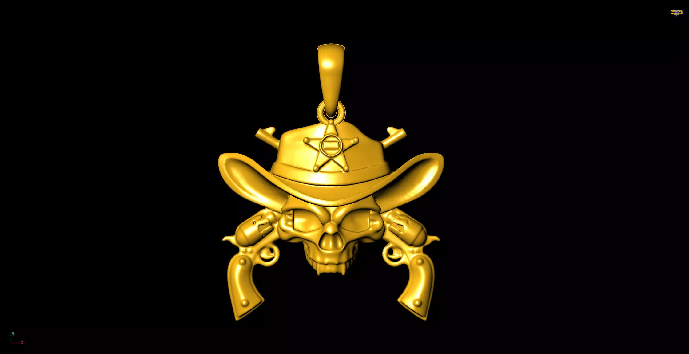Skull and guns pendant charms - one inch pendant Free 3D print model