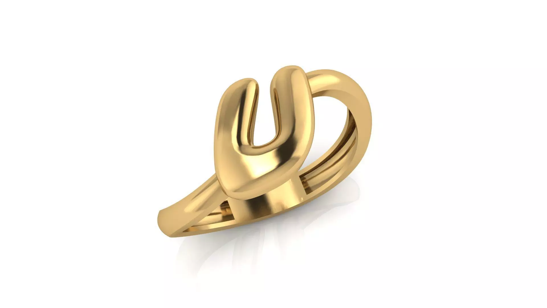U alphabet bypass shell hallow ring 3D print model