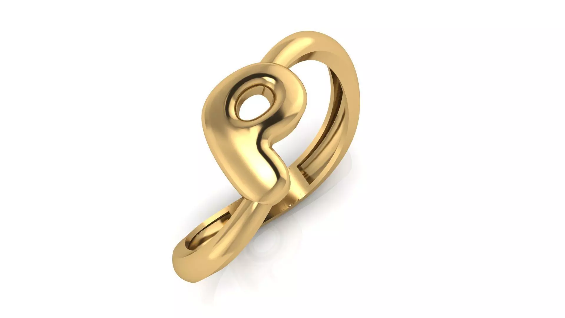 P alphabet bypass shell hallow ring 3D print model