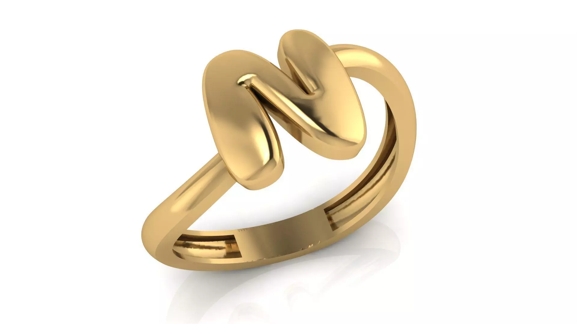 N alphabet bypass shell hallow ring 3D print model