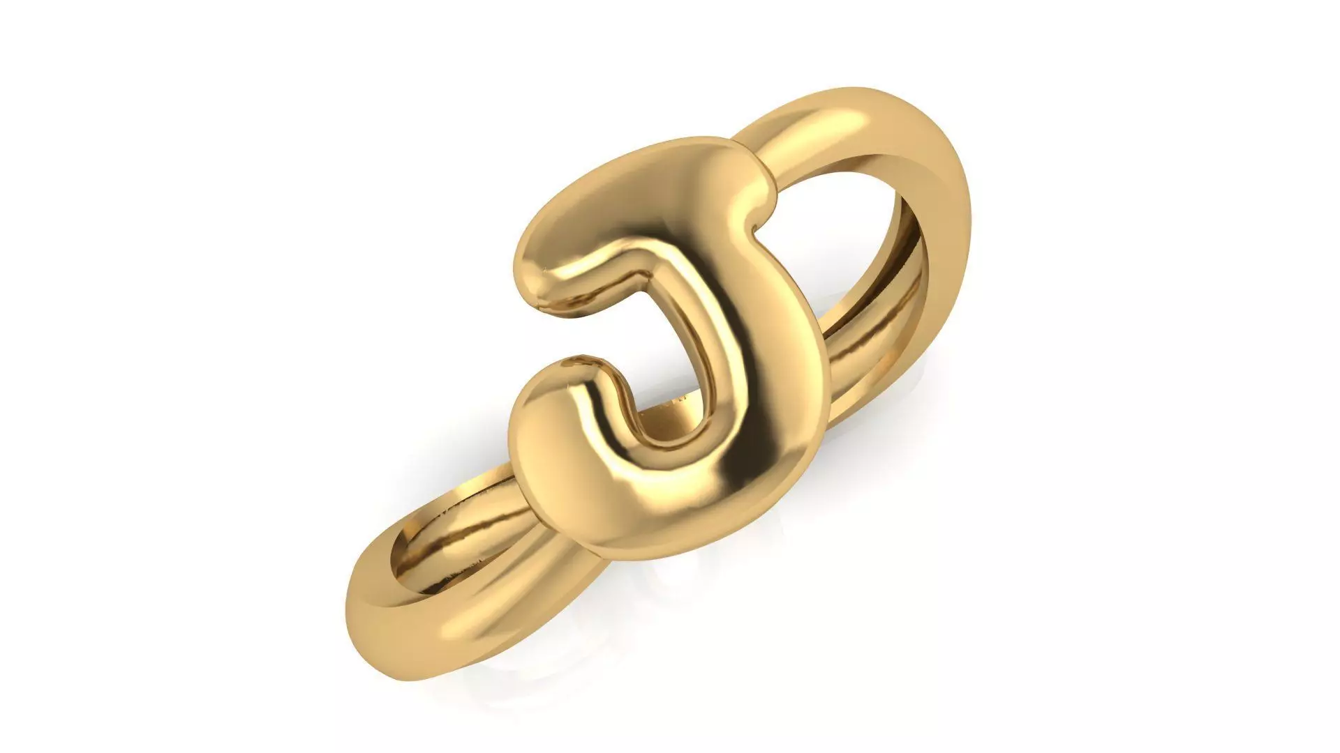 J alphabet bypass shell hallow ring 3D print model