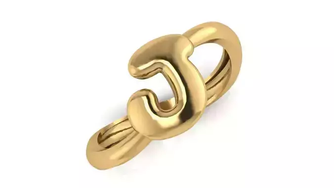J alphabet bypass shell hallow ring 3D print model