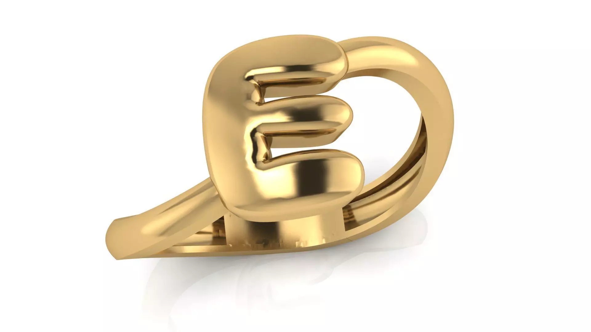 E alphabet bypass shell hallow ring 3D print model