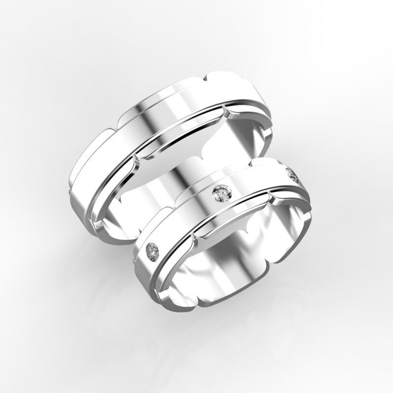 Wedding bands with diamonds 3 3D print model_1