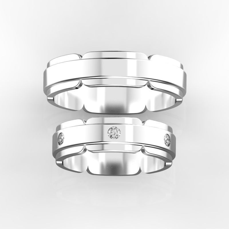 Wedding bands with diamonds 3 3D print model_2