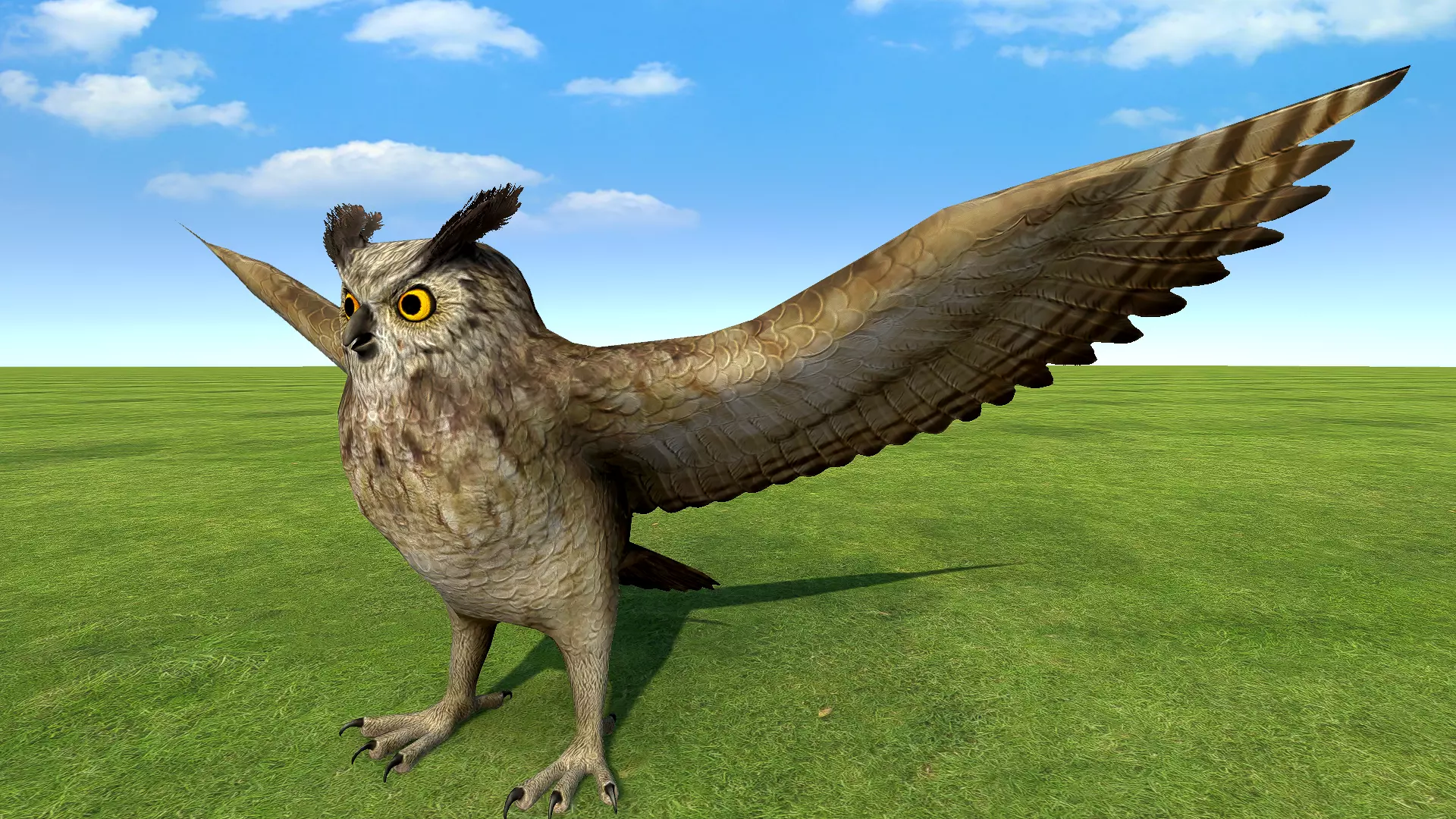 Great horned owl Low-poly 3D model