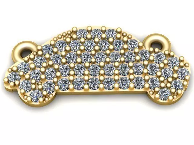 Golden Car Necklace Pendant 3D Printable Model 3D print model