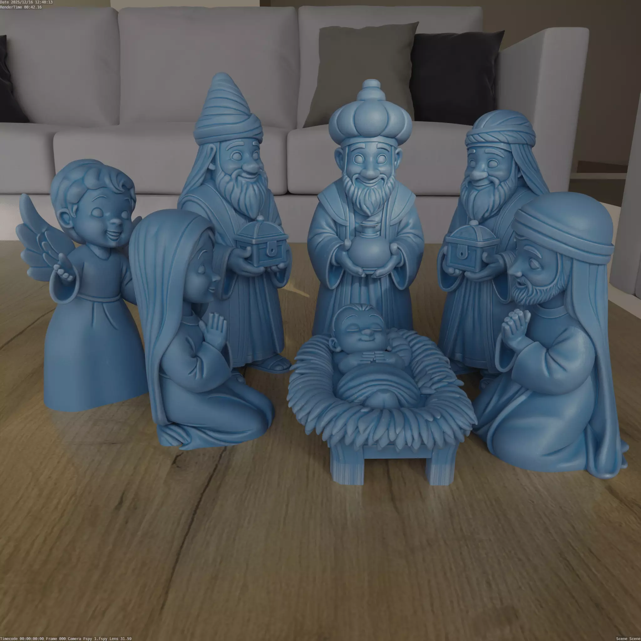 Nativity Scene 3D Model Jesus Mary Joseph Angel Magi 3D print model