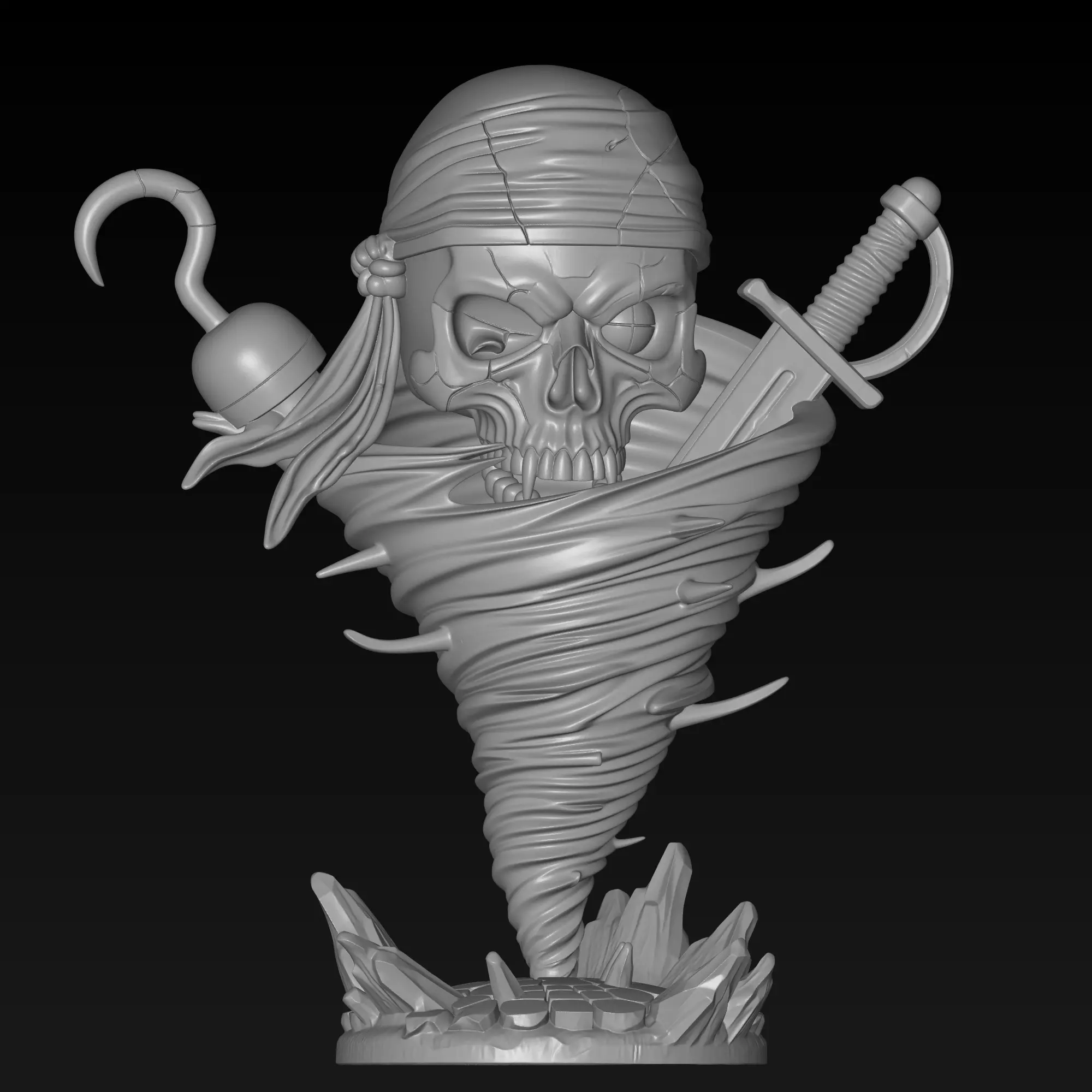 Tornado and pirate skull model 3D print model