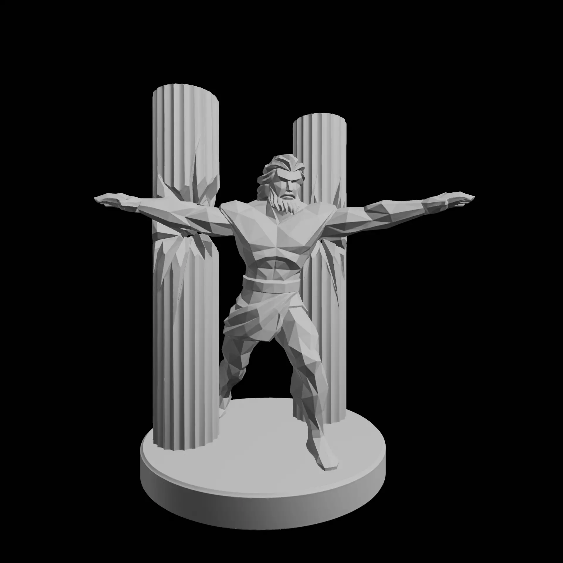 Low Poly Strongman Statue Mythological Figure 3D print model