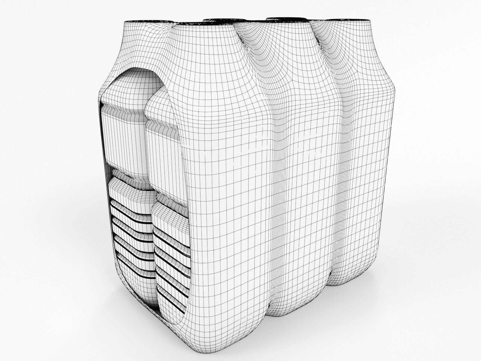 6 Pack shrinkwrapped water bottles 3D model_1