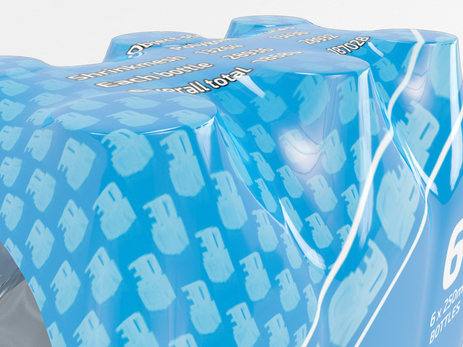 6 Pack shrinkwrapped water bottles 3D model_6