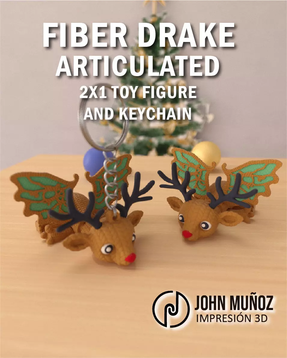 Deer Dragon - articulated version and keychain 3D print model