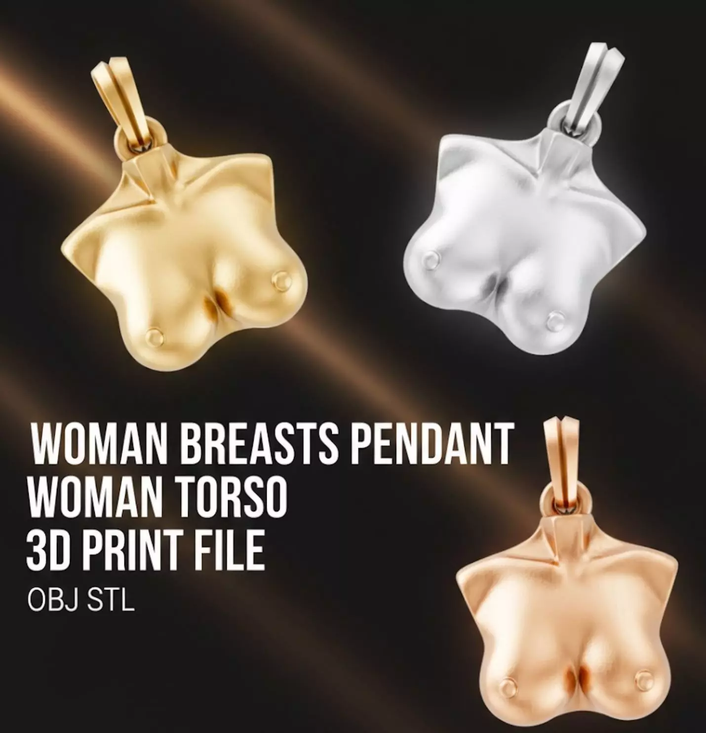 Woman Torso Pendant Breasts Necklace Charm 3D Print File 3D print model