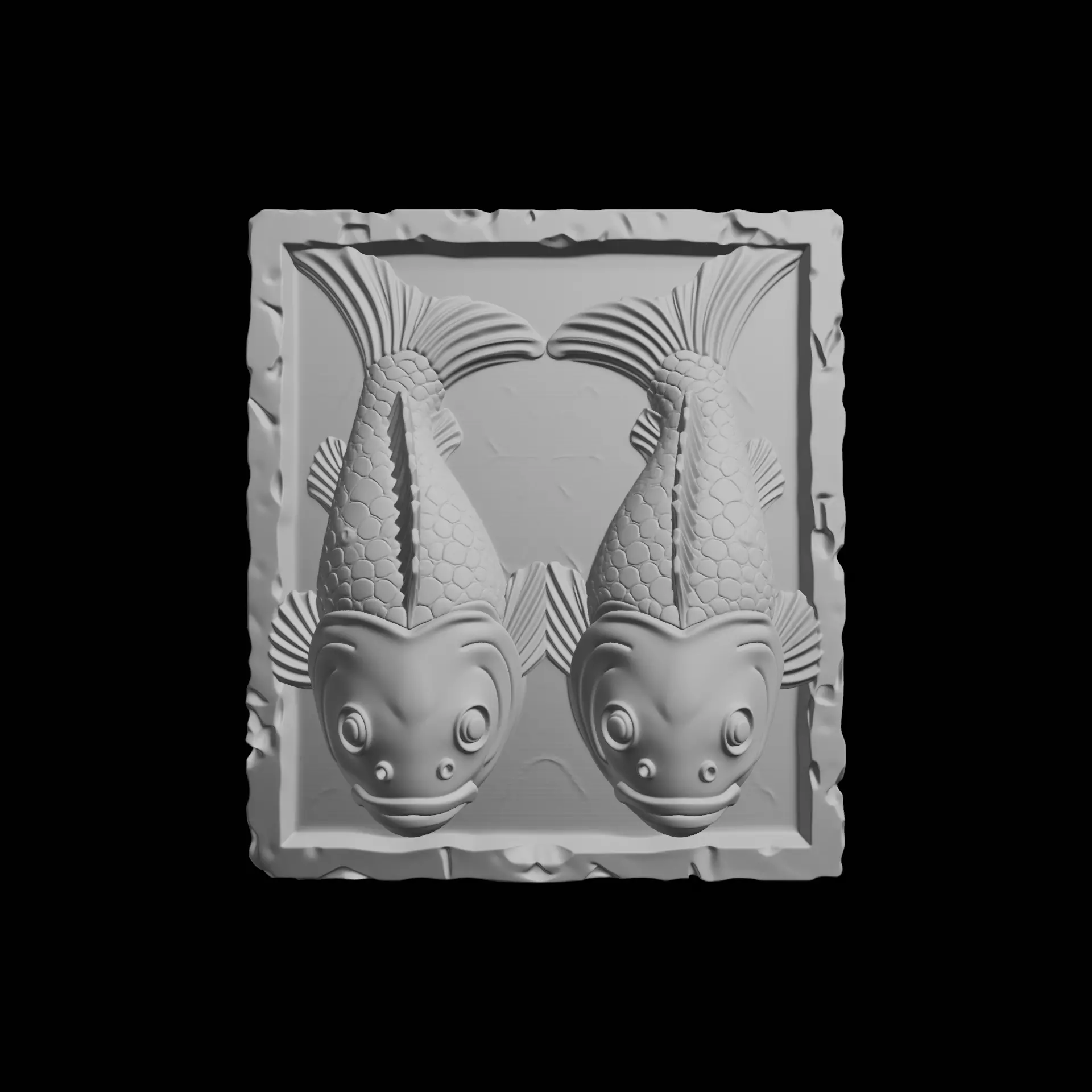 Twin Fish Relief Plaque 3D print model