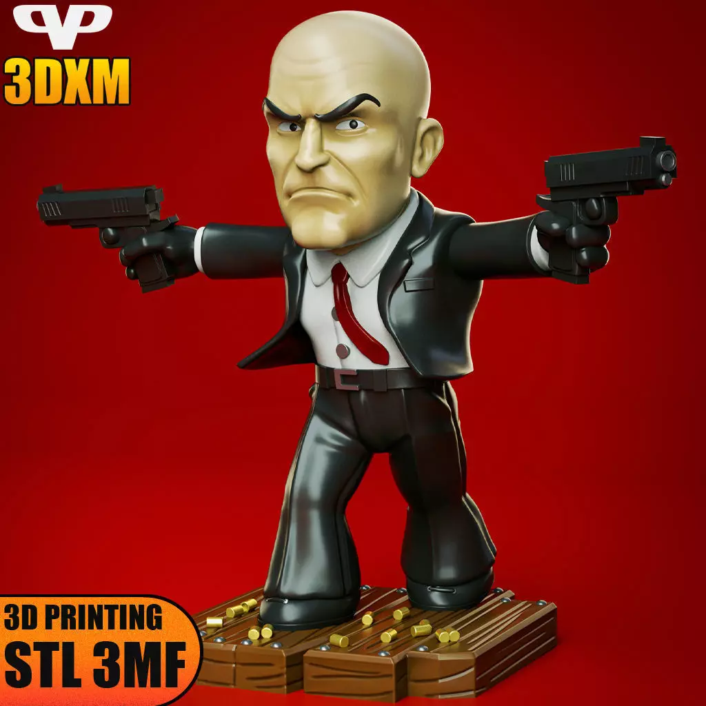 Agent 47 Hitman Chibi STL 3MF for 3D Printing ChibiSTL 3DXM 3D print model