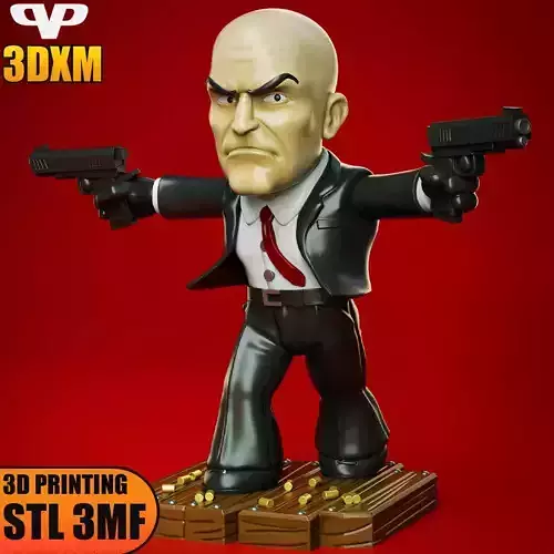 Agent 47 Hitman Chibi STL 3MF for 3D Printing ChibiSTL 3DXM