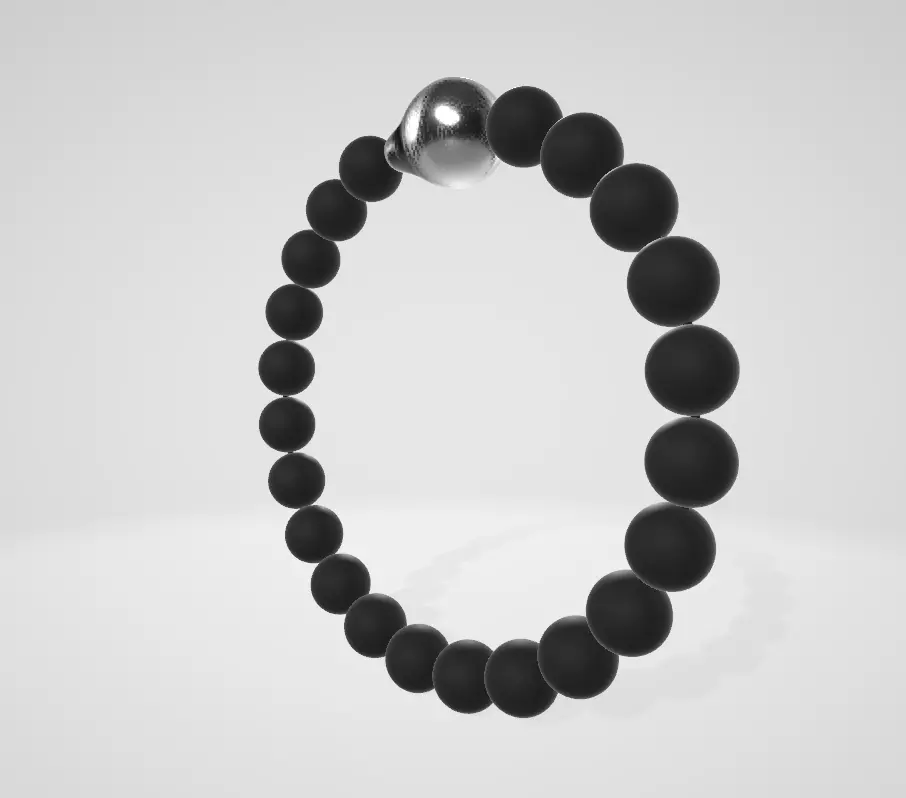 Paige Novick Matte black onyx bead bracelet with fused pearls Low-poly 3D model